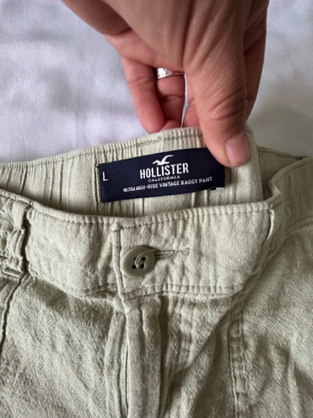Hollister High Rise Vintage Baggy Cargo Casual Cargo Pants Light Green Sz L - Picture 5 of 7